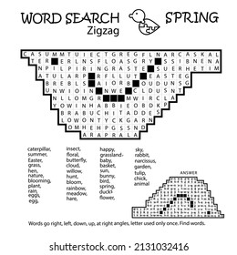Zigzag Word Search Puzzle Bird 260nw 2131032416 
