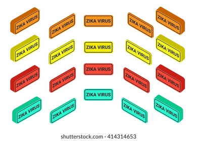 Zika Virus alert message in red, orange, yellow shape. Eps10. Vector illustration. isometric