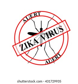 Zika virus alert. Mosquito with phrase "Zika virus alert". Danger for pregnancy Zika virus.