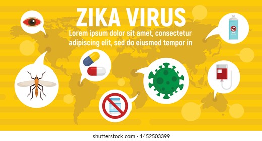 Zika virus concept banner. Flat illustration of zika virus vector concept banner for web design