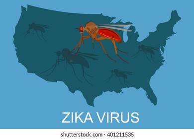 zika virus concept, USA map, vector illustration