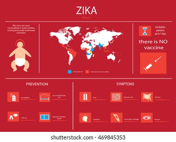 Zika virus info graphic elements vector 