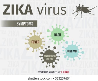 Zika virus infographic include symptoms. EPS 10 template