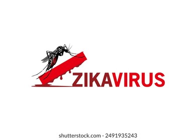 Vector de diseño de logotipo del virus Zika. Icono de advertencia de picadura de mosquito chupasangre