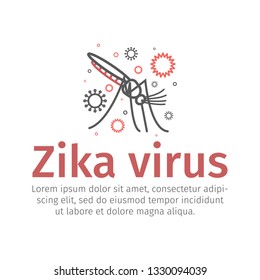 Zika virus logo. Mosquito icon bite alert. Aedes Aegypti. Vector illustratio