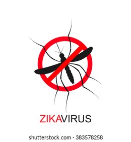 Zika virus logo. Mosquito icon bite alert. Aedes Aegypti isolated on white background. Vector illustration