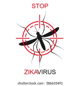 Zika virus logo. Mosquito icon bite alert. Aedes Aegypti isolated on white background. Vector illustration
