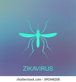 Zika virus logo. Mosquito icon bite alert. Aedes Aegypti isolated on blue background. Vector illustration