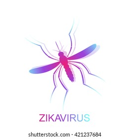 Zika virus logo. Mosquito icon bite alert. Aedes Aegypti isolated on white background. Vector illustration