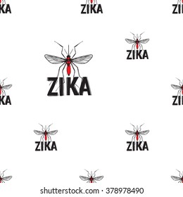 Zika virus malaria alert. Hand drawn black graphic sketch zika virus mosquito on white background. Signaling seamless pattern ideas for informational and institutional sanitation