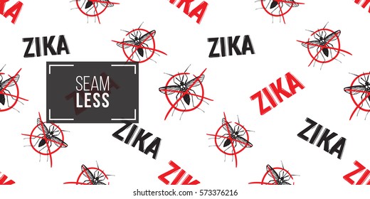 Zika virus malaria alert. Hand drawn graphic sketch zika sign, zika virus, stop mosquito on white background. Signaling seamless pattern ideas for informational and institutional sanitation