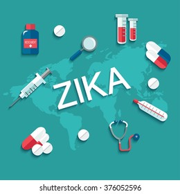 Zika Virus, Medical Icons. Vector Illustration.