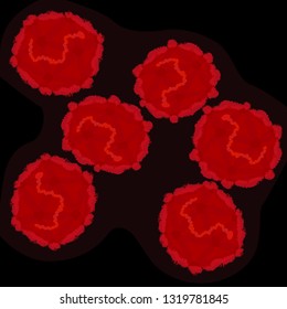 Zika virus on dark background, vector illustration