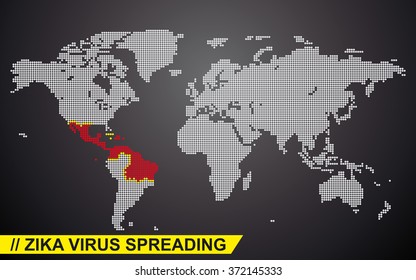 Zika Virus Spreads World Map Illustration Vector