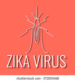 Zika virus symbol. Mosquito line icon with shadows. Pest control. Linear design. Isolated vector illustration.