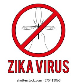 Zika virus warning round sign. Vector illustration Isolated on white background. 