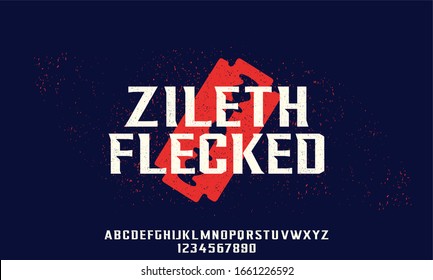 Zileth Flecked, Unique Vintage Font For Display Typeface With Rugged Or Grunge Texture 