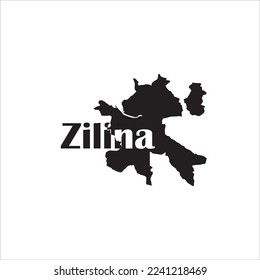 Zilina City map and black lettering design on white background