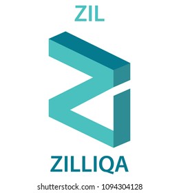 Zilliqa Coin cryptocurrency blockchain icon. Virtual electronic, internet money or cryptocoin symbol, logo