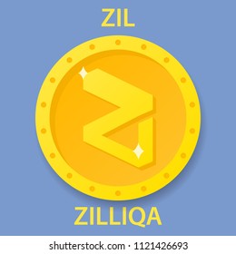 Zilliqa Coin cryptocurrency blockchain icon. Virtual electronic, internet money or cryptocoin symbol, logo