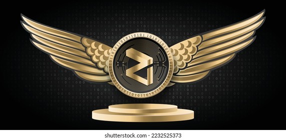 Zilliqa (ZIL) crypto currency logo and coin vector illustration banner. Blockchain based cryptocurrency technology background. 