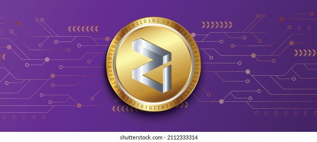 Banner de ilustración del vector de la tecnología de la criptografía Zilliqa ZIL. Puede utilizarse como fondo, fondo, cartel, portada y plantilla de diseño de impresión.