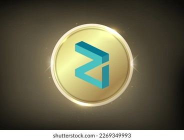 Zilliqa (ZIL) Crypto logo banner .Zilliqa Icon  cryptocurrency golden coin symbol  isolated on golden background