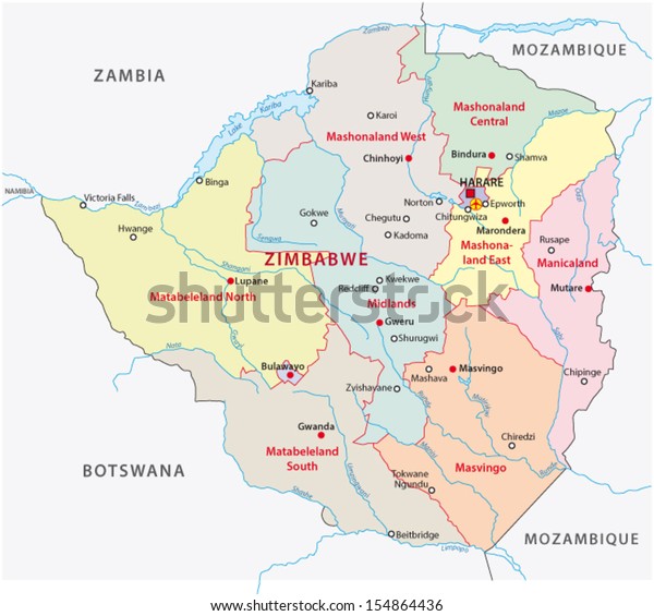 Zimbabwe Administrative Map Stock Vector (Royalty Free) 154864436