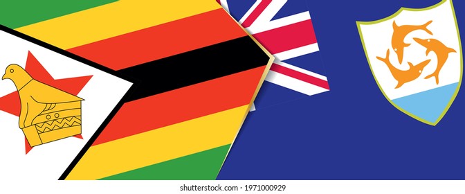 Zimbabwe and Anguilla flags, two vector flags symbol of relationship or confrontation.