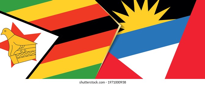 Zimbabwe and Antigua and Barbuda flags, two vector flags symbol of relationship or confrontation.