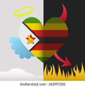 Zimbabwe background of a heart half demon half angel