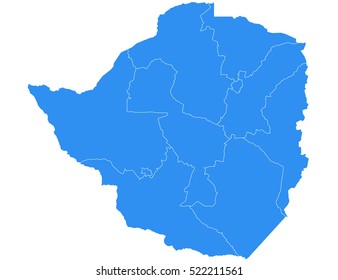 Zimbabwe blue map on white background vector