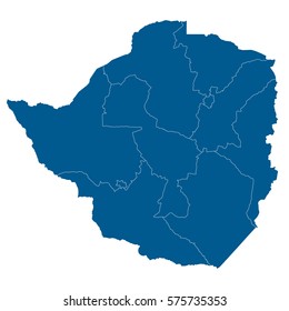 Zimbabwe blue map on white background vector