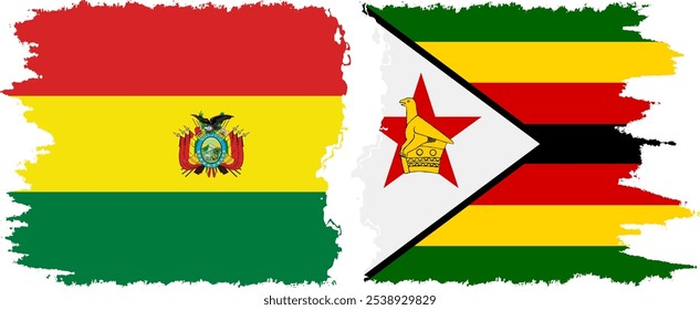 Conexión de banderas grunge de Zimbabue y Bolivia, Vector