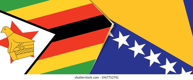 Zimbabwe and Bosnia and Herzegovina flags, two vector flags symbol of relationship or confrontation.