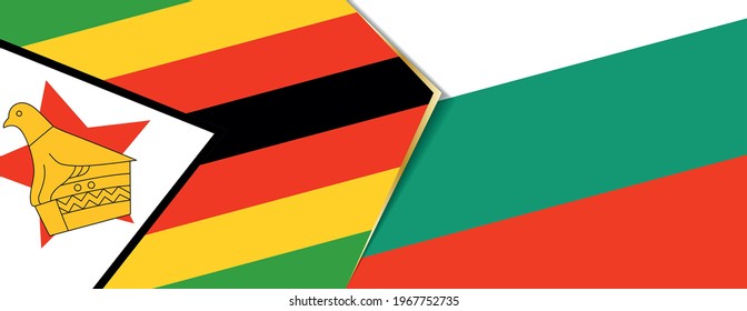 Zimbabwe and Bulgaria flags, two vector flags symbol of relationship or confrontation.