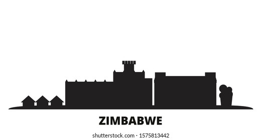 Zimbabwe city skyline isolated vector illustration. Zimbabwe travel black cityscape
