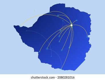 Zimbabwe concept map, illustration of Zimbabwe for internet or innovation or technology. File is suitable for digital editing and prints of all sizes.