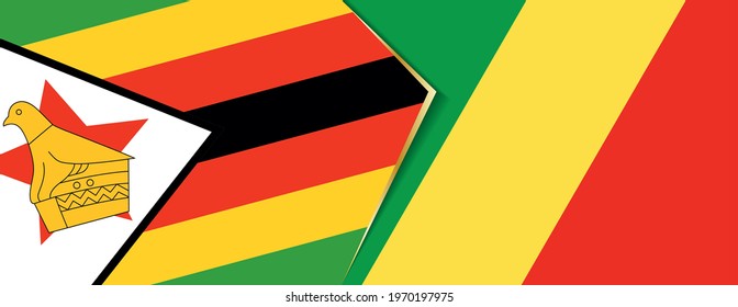 Zimbabwe and Congo flags, two vector flags symbol of relationship or confrontation.