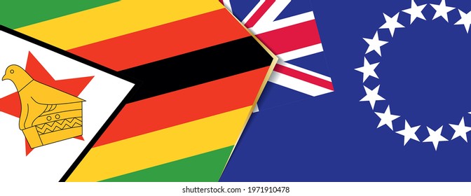 Zimbabwe and Cook Islands flags, two vector flags symbol of relationship or confrontation.