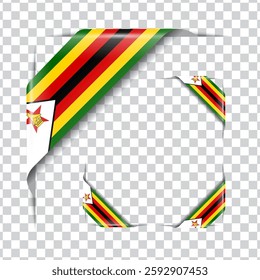 Zimbabwe corner national flag with shadow