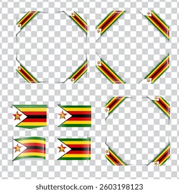 Zimbabwe corner national flag with shadow