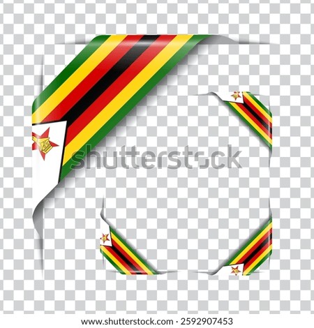 Zimbabwe corner national flag with shadow