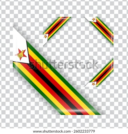 Zimbabwe corner national flag with shadow