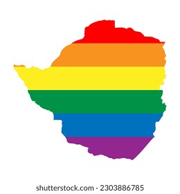 Zimbabwe country silhouette. Country map silhouette in rainbow colors of LGBT flag.
