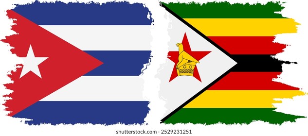 Conexión de banderas grunge de Zimbabue y Cuba, Vector