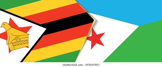 Zimbabwe and Djibouti flags, two vector flags symbol of relationship or confrontation.