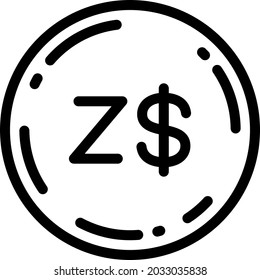 Simbabwe-Dollar-Münze-Symbol, Vektorgrafik