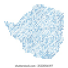 Zimbabwe Dot Map. Country Digital Style Shape. Zimbabwe vector image. Country shape with blue circular dots. Beautiful vector illustration.