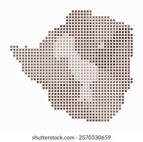 Zimbabwe dotted map. Digital style map of the country on white background. Zimbabwe shape with square dots. Colored dots style. Large size squares. Awesome vector illustration.